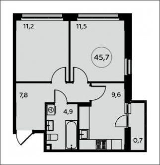 2-комнатная квартира с полной отделкой, 45.7 м2, 2 этаж, сдача 1 квартал 2023 г., ЖК Белые ночи, корпус 3.1 - объявление 1679132 - фото №1