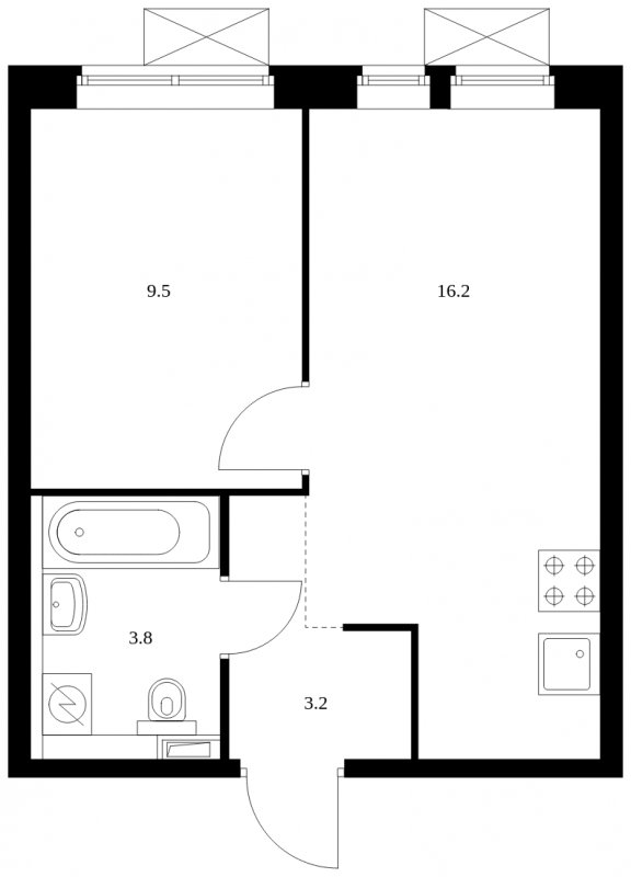1-комнатная квартира с полной отделкой, 32.7 м2, 24 этаж, сдача 4 квартал 2023 г., ЖК Новохохловская 15, корпус 3 - объявление 1558756 - фото №1