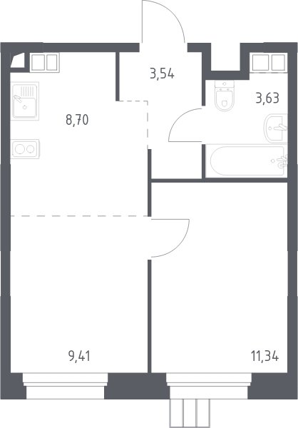 2-комнатные апартаменты с полной отделкой, 36.6 м2, 4 этаж, сдача 1 квартал 2023 г., ЖК Тропарево Парк, корпус 1.2 - объявление 2064114 - фото №1