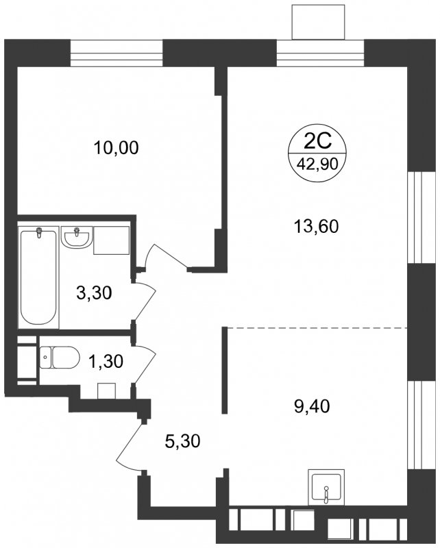 2-комнатные апартаменты с полной отделкой, 42.9 м2, 7 этаж, сдача 1 квартал 2023 г., ЖК Люберцы, корпус 65 - объявление 1503251 - фото №1