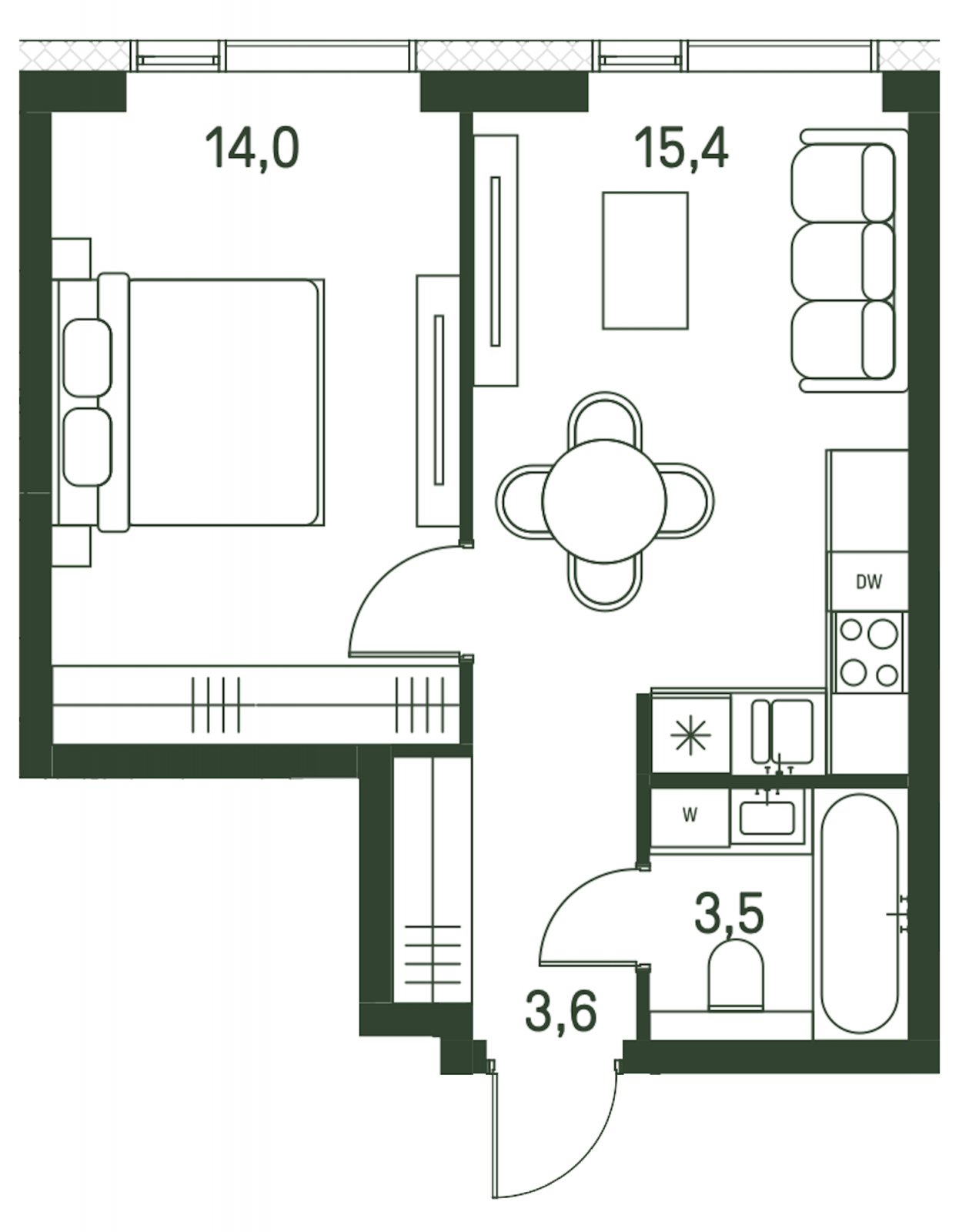 1-комнатная квартира с частичной отделкой, 36.5 м2, 19 этаж, сдача 1 квартал 2027 г., ЖК Moments, корпус 2.1 - объявление 2275563 - фото №1