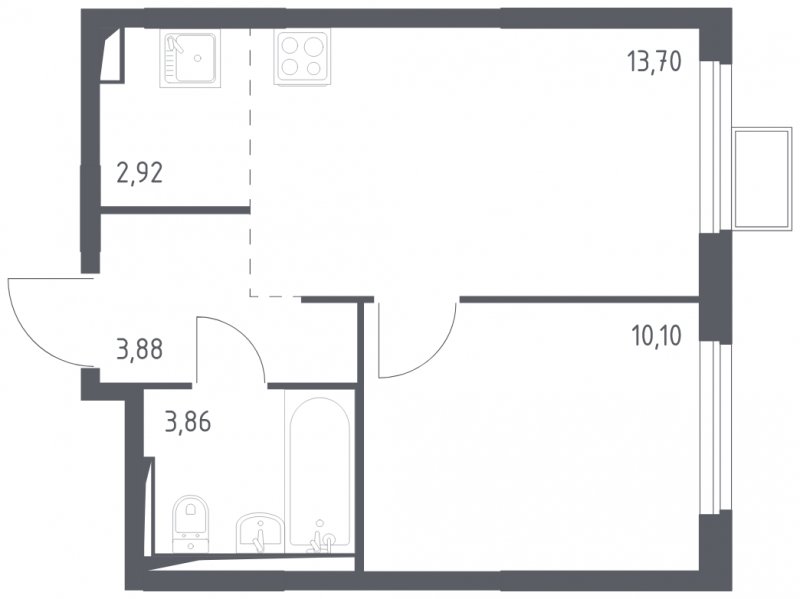 2-комнатная квартира (евро) с полной отделкой, 34.46 м2, 12 этаж, сдача 4 квартал 2024 г., ЖК Остафьево, корпус 14 - объявление 1832358 - фото №1