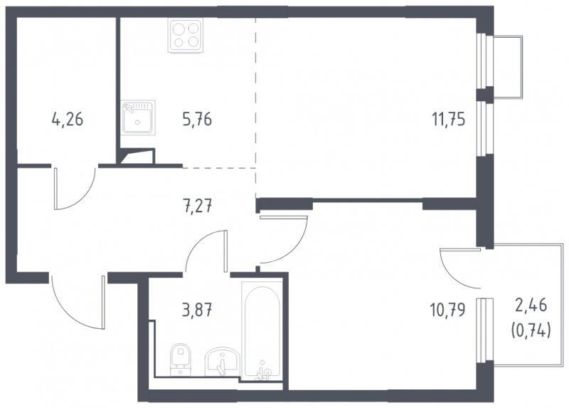 2-комнатная квартира (евро) с полной отделкой, 44.44 м2, 4 этаж, сдача 4 квартал 2024 г., ЖК Остафьево, корпус 16 - объявление 1848696 - фото №1