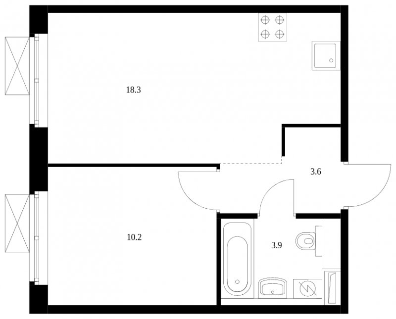 1-комнатная квартира с полной отделкой, 36 м2, 9 этаж, сдача 3 квартал 2023 г., ЖК Середневский лес, корпус 1.2 - объявление 1762977 - фото №1