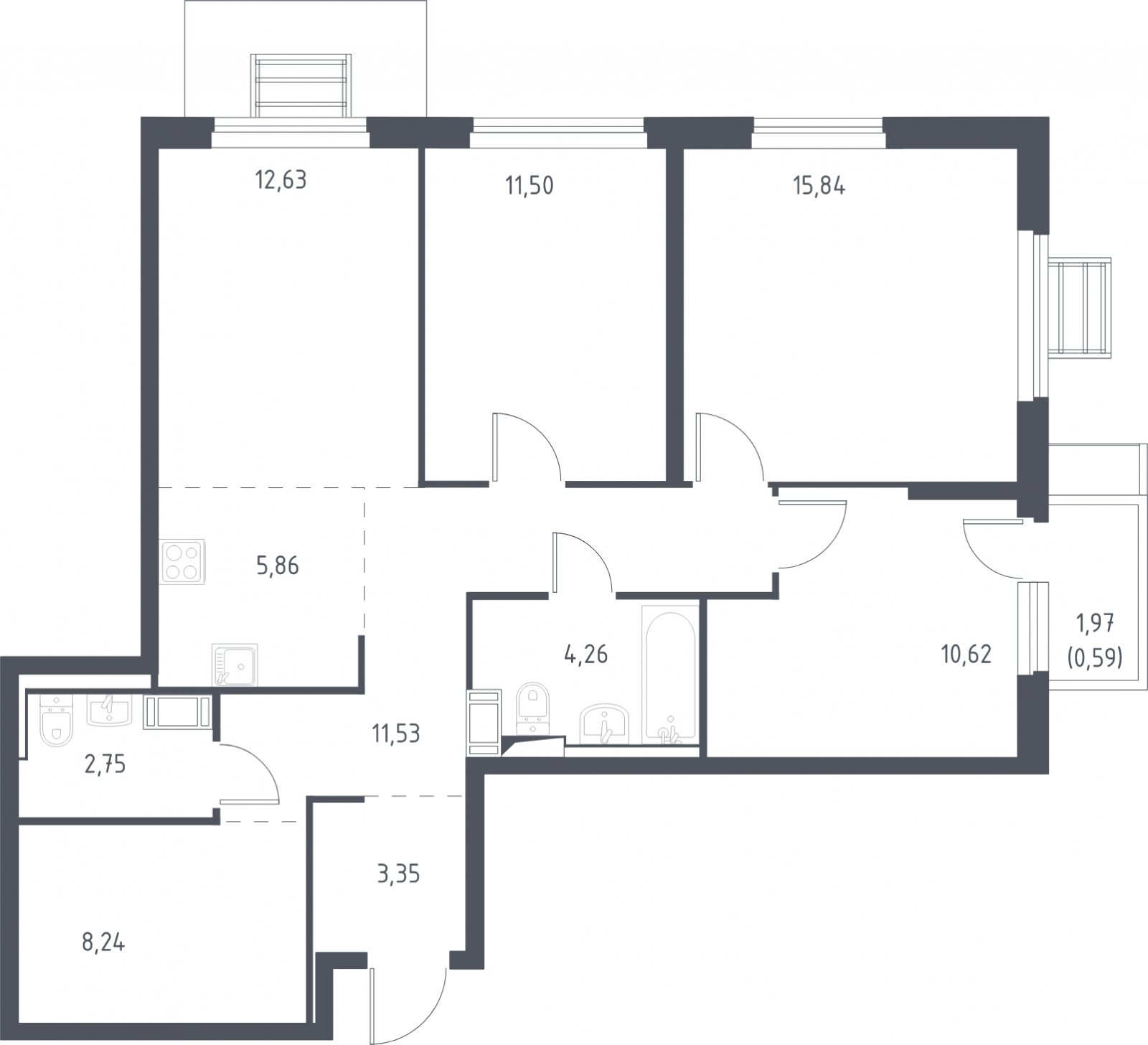 4-комнатная квартира с полной отделкой, 87.17 м2, 7 этаж, дом сдан, ЖК Пригород Лесное, корпус 6 - объявление 2006542 - фото №1