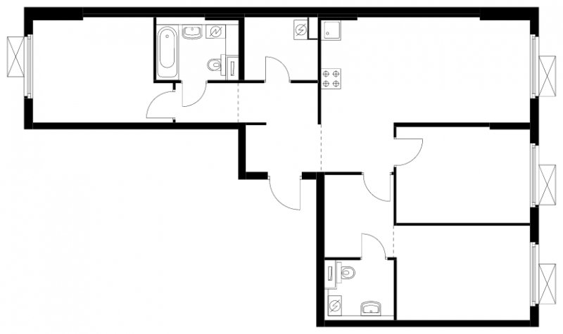 3-комнатная квартира с полной отделкой, 84.9 м2, 2 этаж, сдача 4 квартал 2024 г., ЖК Бунинские луга, корпус 3.4.1 - объявление 1850592 - фото №1