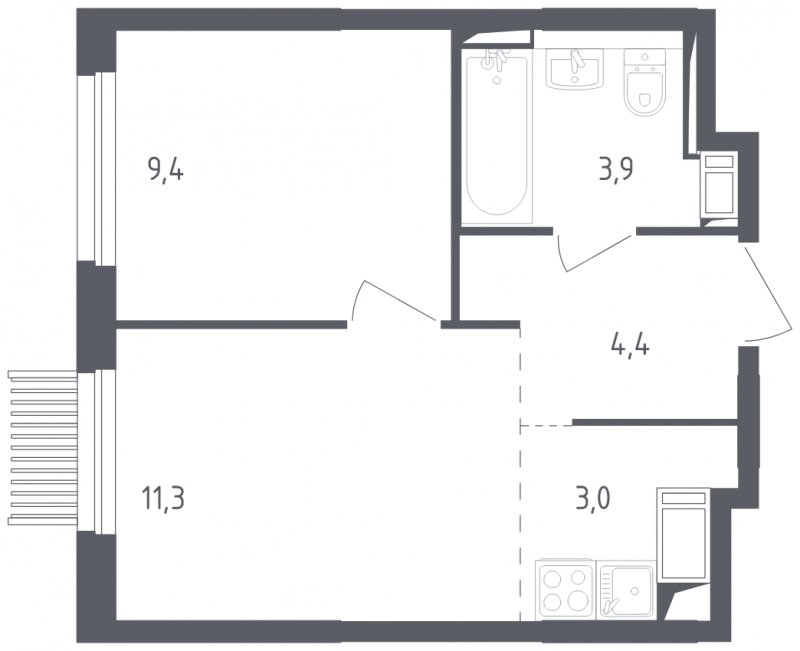 2-комнатная квартира с полной отделкой, 32 м2, 9 этаж, сдача 2 квартал 2025 г., ЖК Мытищи Парк, корпус 4 - объявление 1826176 - фото №1