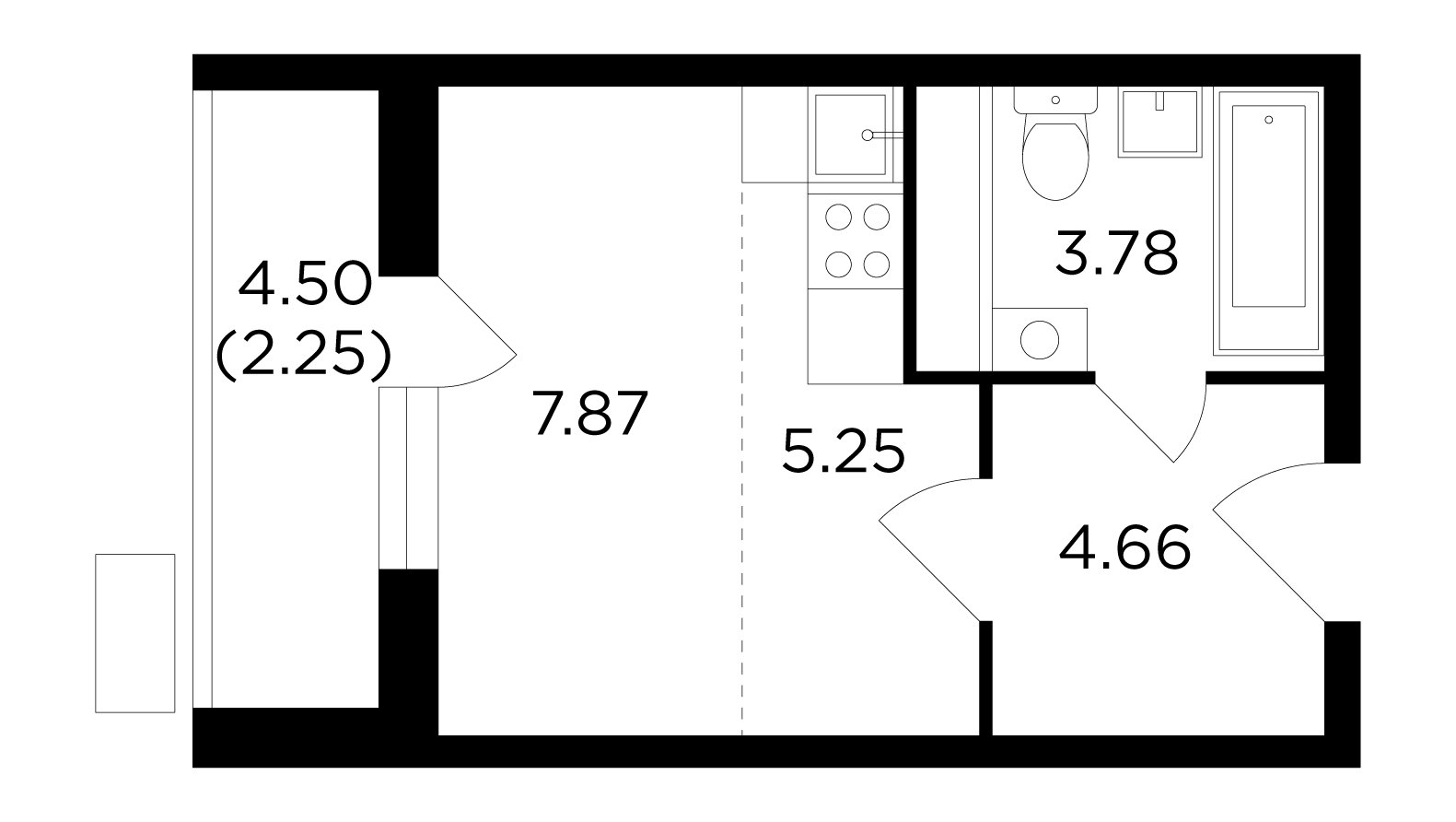 Студия без отделки, 23.81 м2, 9 этаж, дом сдан, ЖК VESNA, корпус 1 - объявление 2007544 - фото №1