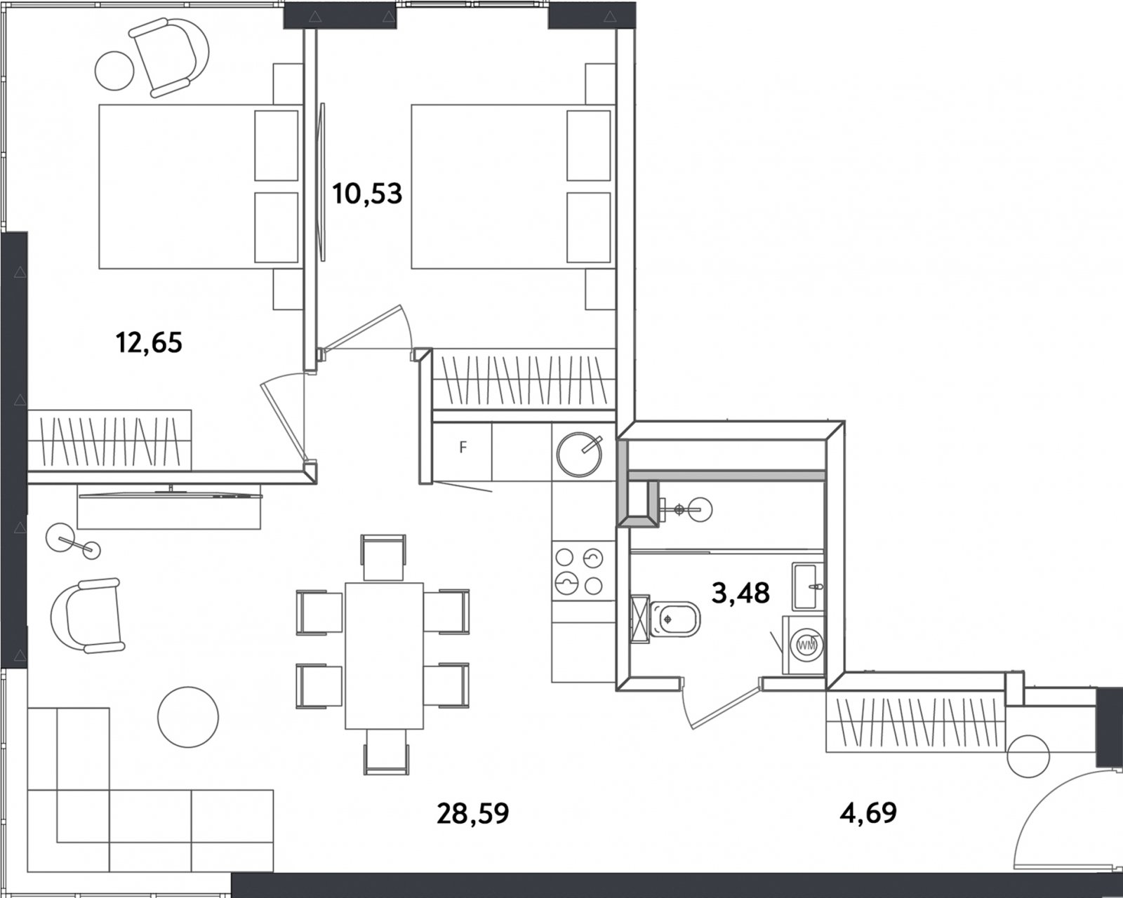 3-комнатные апартаменты с полной отделкой, 59.94 м2, 9 этаж, сдача 4 квартал 2024 г., ЖК Измайловский парк, корпус 1 - объявление 2288964 - фото №1