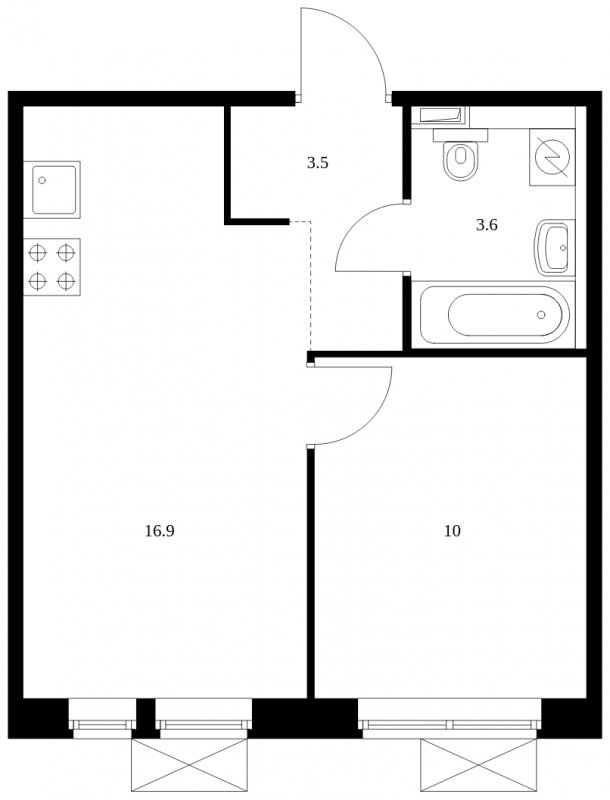 1-комнатная квартира с полной отделкой, 34 м2, 7 этаж, сдача 3 квартал 2023 г., ЖК Ильинские Луга, корпус 13 - объявление 1687435 - фото №1