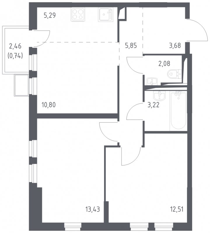 3-комнатная квартира с полной отделкой, 57.6 м2, 8 этаж, сдача 4 квартал 2024 г., ЖК Остафьево, корпус 14 - объявление 1827997 - фото №1