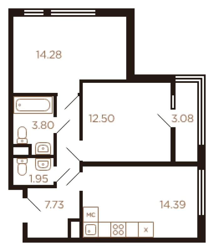 2-комнатная квартира без отделки, 57 м2, 7 этаж, сдача 4 квартал 2022 г., ЖК Миниполис Рафинад, корпус 8 - объявление 1464012 - фото №1