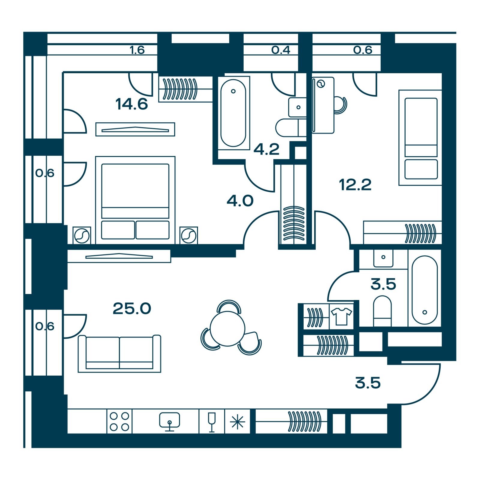 2-комнатная квартира с частичной отделкой, 68.2 м2, 11 этаж, сдача 3 квартал 2025 г., ЖК SOUL, корпус 1 - объявление 2274596 - фото №1