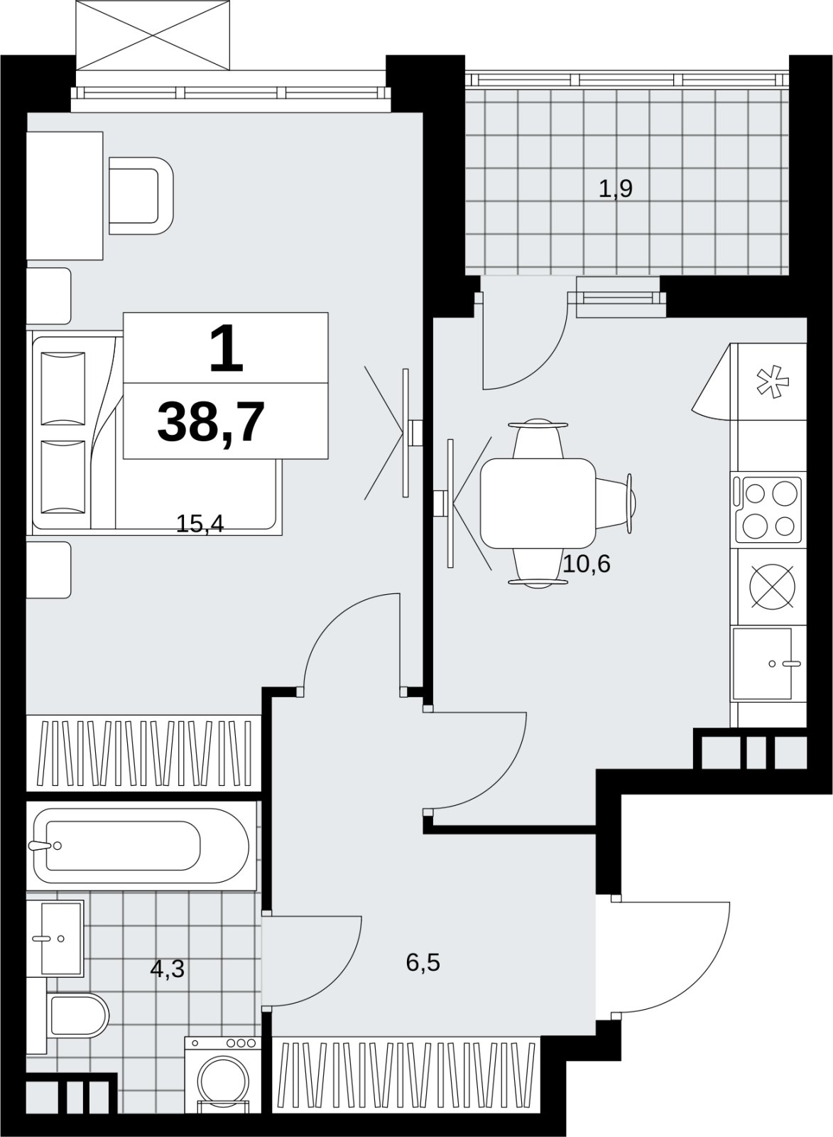 1-комнатная квартира с полной отделкой, 38.7 м2, 5 этаж, сдача 1 квартал 2027 г., ЖК Скандинавия, корпус 2.18.2.3 - объявление 2351344 - фото №1