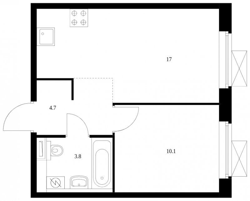 1-комнатная квартира с полной отделкой, 35.6 м2, 3 этаж, сдача 3 квартал 2024 г., ЖК Люблинский парк, корпус 15 - объявление 1969380 - фото №1
