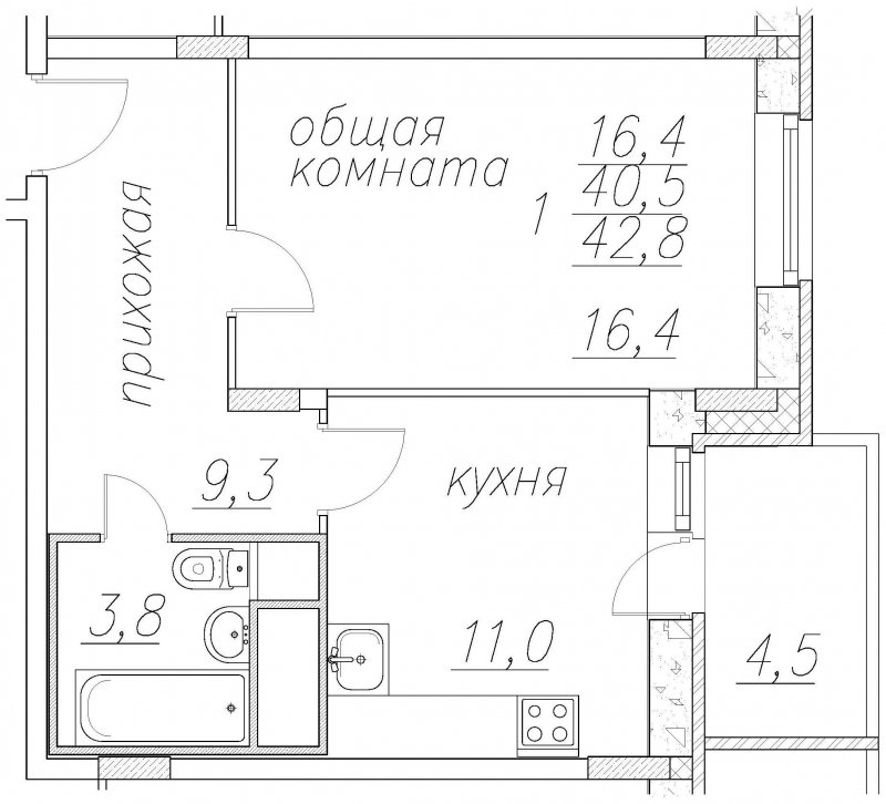 1-комнатная квартира с полной отделкой, 43.7 м2, 2 этаж, дом сдан, ЖК Полет Ногинск, корпус 8 - объявление 1694081 - фото №1