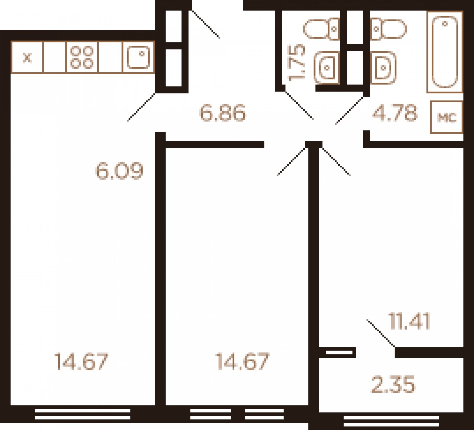 3-комнатная квартира с полной отделкой, 62 м2, 5 этаж, дом сдан, ЖК Миниполис Рафинад, корпус 10 - объявление 2033297 - фото №1