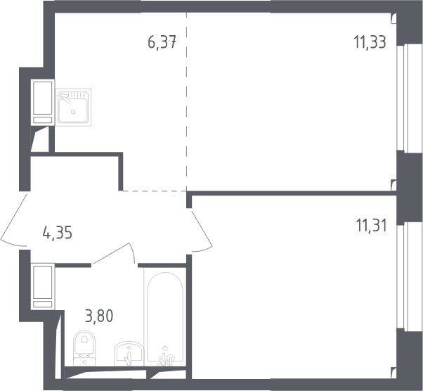 2-комнатная квартира с полной отделкой, 37.2 м2, 15 этаж, сдача 3 квартал 2024 г., ЖК Томилино Парк, корпус 5.2 - объявление 2067604 - фото №1
