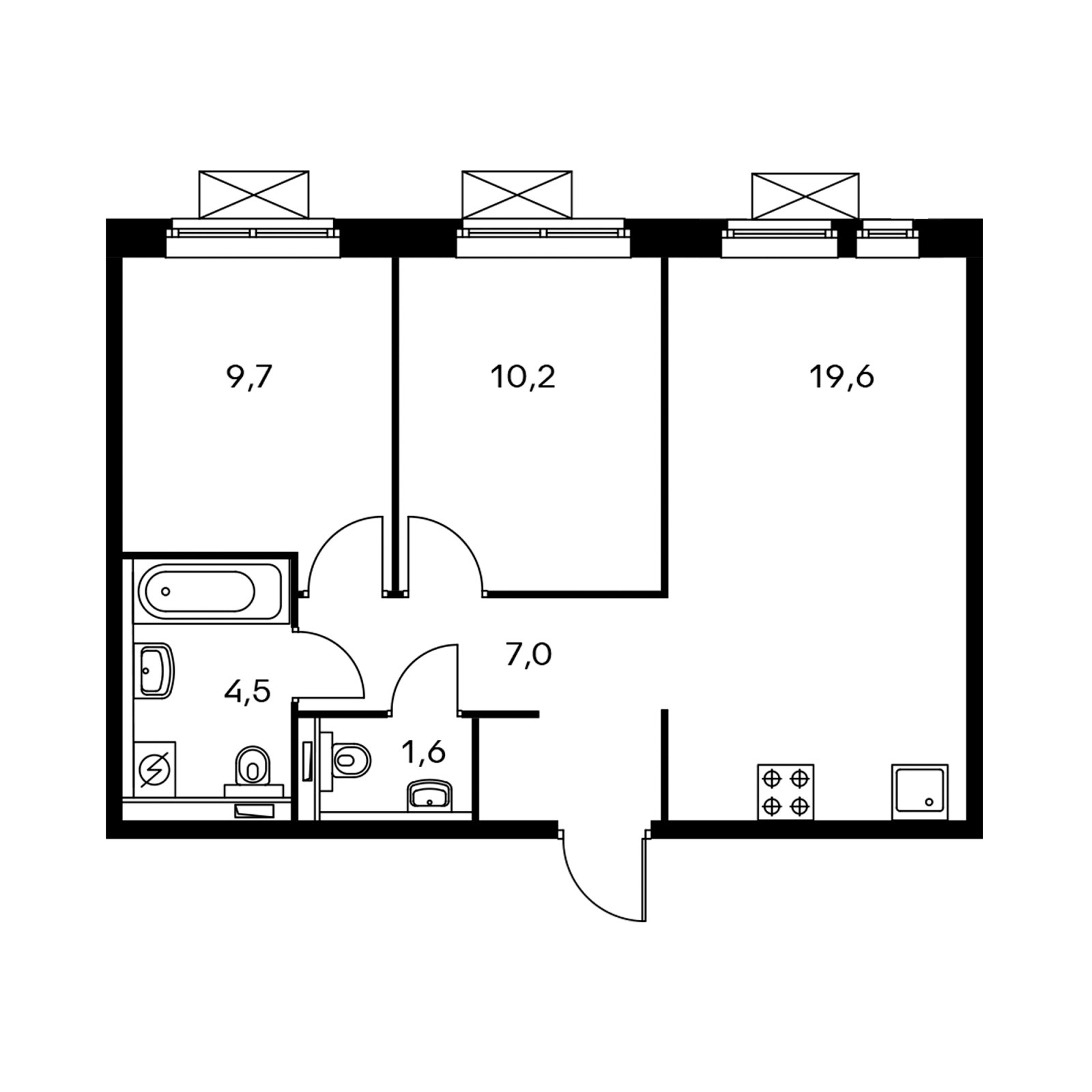 2-комнатная квартира с полной отделкой, 51.9 м2, 5 этаж, дом сдан, ЖК Мякинино парк, корпус 1.1 - объявление 2335086 - фото №1
