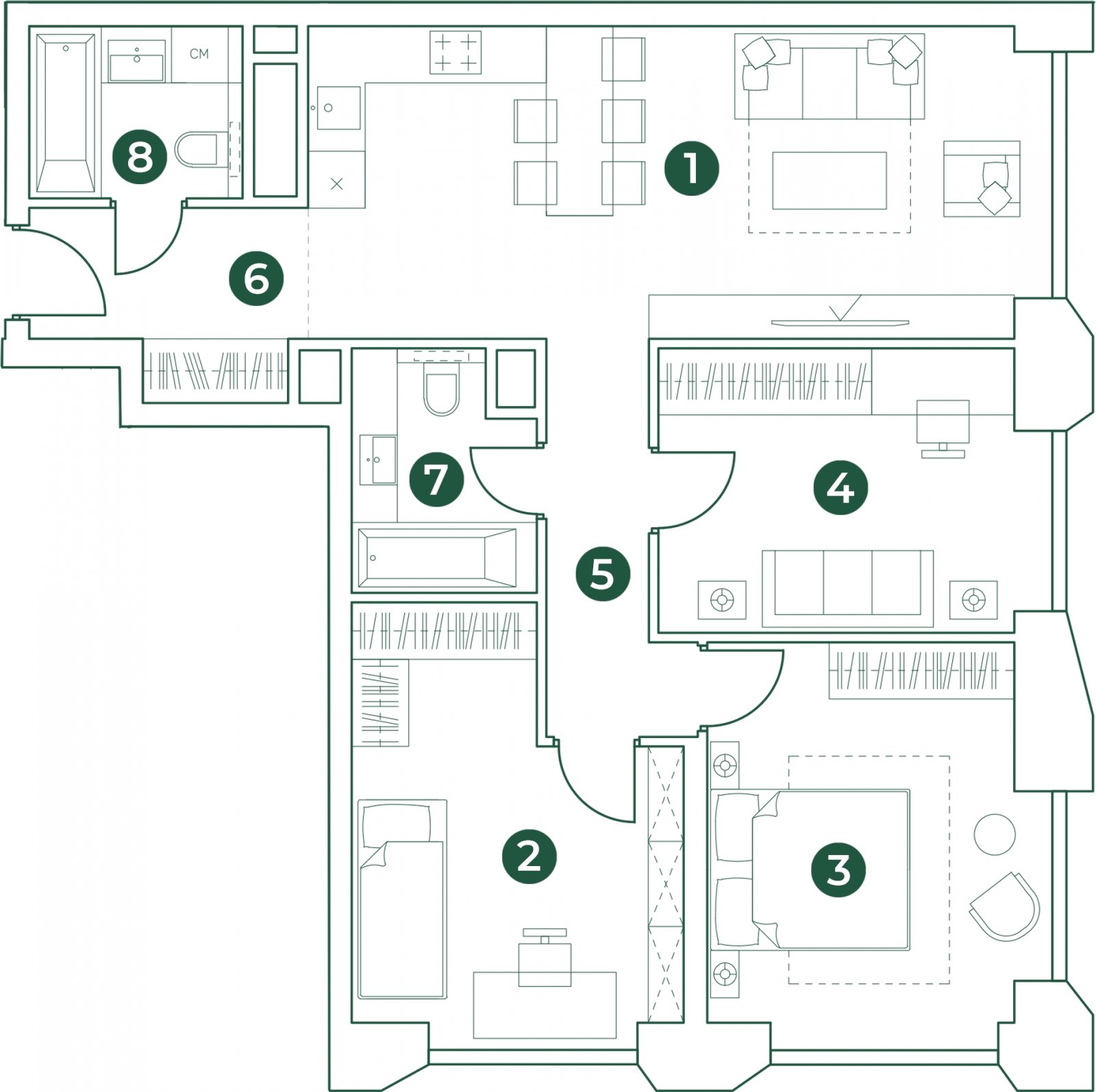 4-комнатная квартира (евро) с полной отделкой, 85.4 м2, 28 этаж, дом сдан, ЖК Эко-квартал VERY, корпус 1 - объявление 2297910 - фото №1