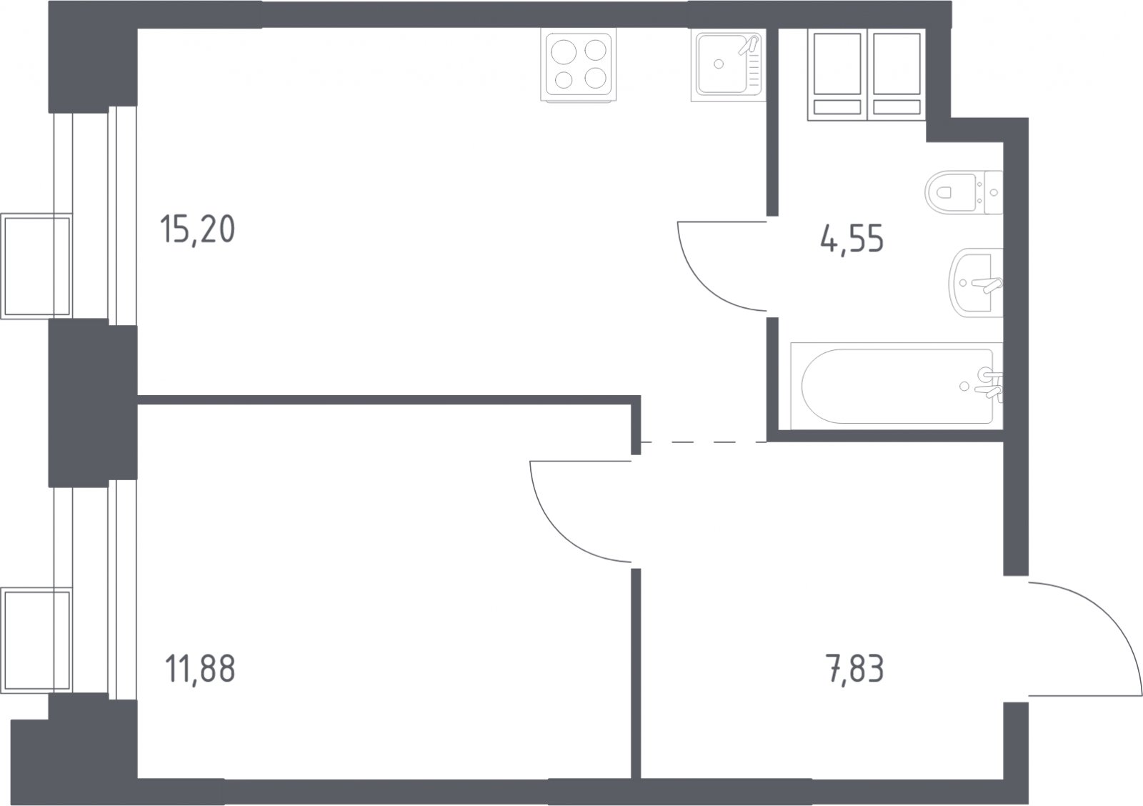 1-комнатная квартира с полной отделкой, 38.58 м2, 9 этаж, сдача 2 квартал 2024 г., ЖК Тропарево Парк, корпус 2.4 - объявление 2023920 - фото №1