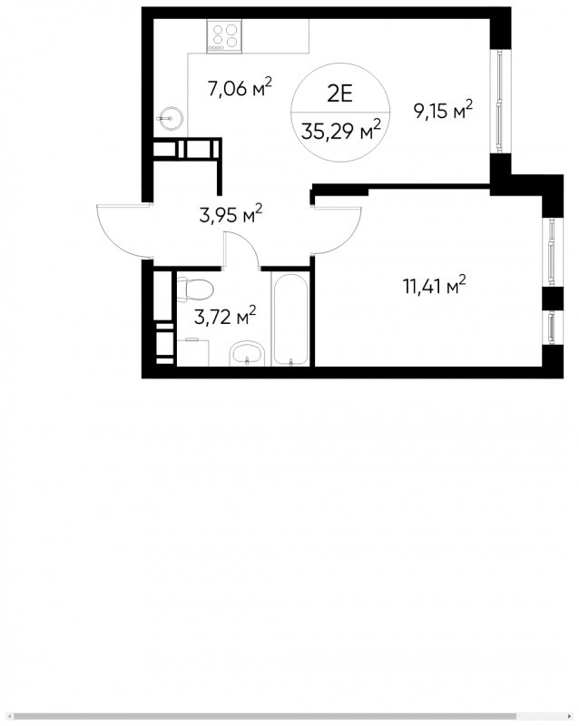 2-комнатная квартира с полной отделкой, 35.29 м2, 17 этаж, сдача 1 квартал 2023 г., ЖК Люберцы, корпус 63 - объявление 1716167 - фото №1