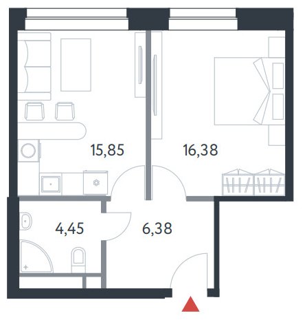 1-комнатная квартира с полной отделкой, 43.1 м2, 21 этаж, дом сдан, ЖК CitiMix, корпус J - объявление 1612903 - фото №1