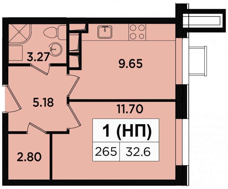 1-комнатные апартаменты 32.6 м2, 2 этаж, дом сдан, ЖК Легендарный Квартал на Березовой  аллее, корпус 3 - объявление 1746216 - фото №1