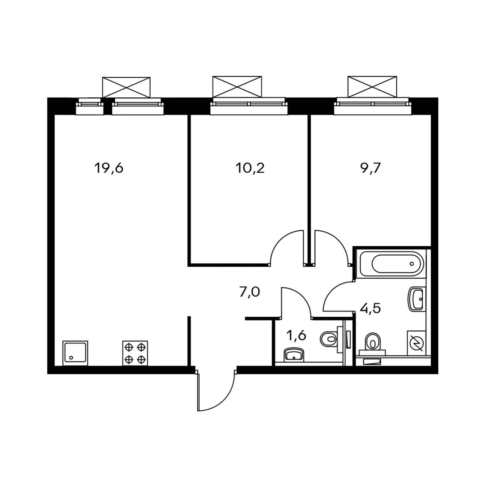 2-комнатная квартира с полной отделкой, 51.7 м2, 24 этаж, дом сдан, ЖК Мякинино парк, корпус 1.1 - объявление 2367828 - фото №1