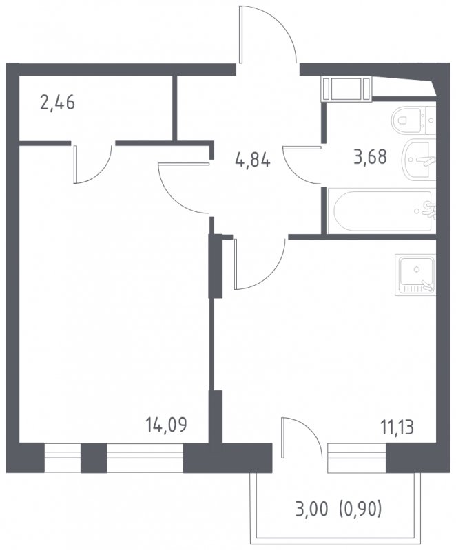 1-комнатная квартира с полной отделкой, 37.1 м2, 15 этаж, сдача 3 квартал 2023 г., ЖК Люберцы, корпус 66 - объявление 1632244 - фото №1