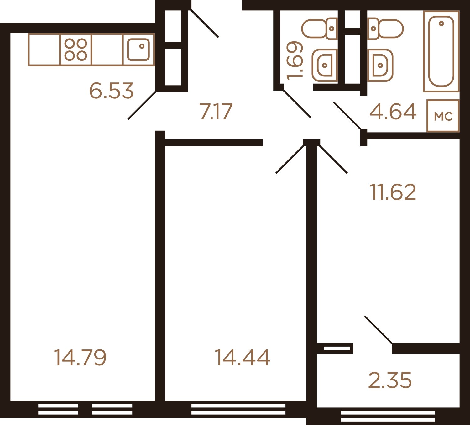 3-комнатная квартира с полной отделкой, 63 м2, 5 этаж, дом сдан, ЖК Миниполис Рафинад, корпус 6 - объявление 2316397 - фото №1