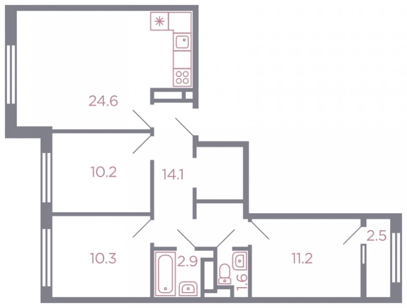 3-комнатная квартира без отделки, 76 м2, 11 этаж, дом сдан, ЖК Миниполис Серебрица, корпус 1 - объявление 1593138 - фото №1