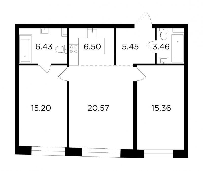 3-комнатная квартира без отделки, 72.97 м2, 3 этаж, сдача 4 квартал 2023 г., ЖК FORIVER, корпус 9 - объявление 1677639 - фото №1