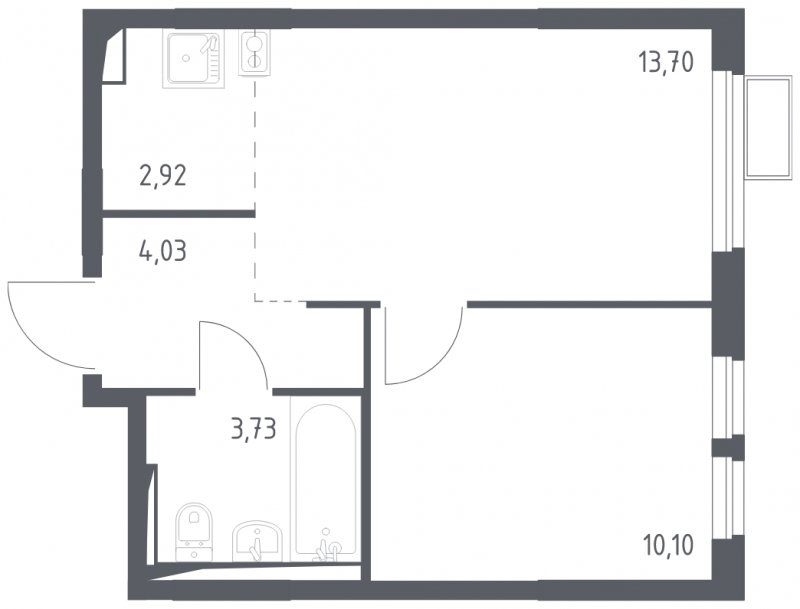 2-комнатная квартира (евро) с полной отделкой, 34.48 м2, 14 этаж, сдача 4 квартал 2024 г., ЖК Остафьево, корпус 13 - объявление 1848553 - фото №1