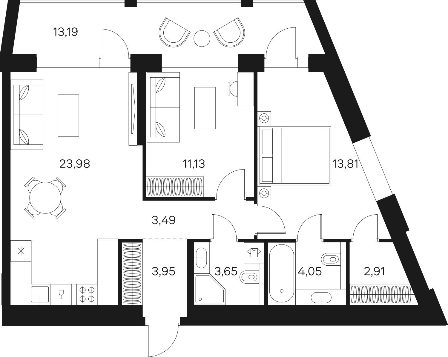 2-комнатная квартира без отделки, 73.57 м2, 12 этаж, сдача 4 квартал 2024 г., ЖК FØRST, корпус 2 - объявление 2250161 - фото №1