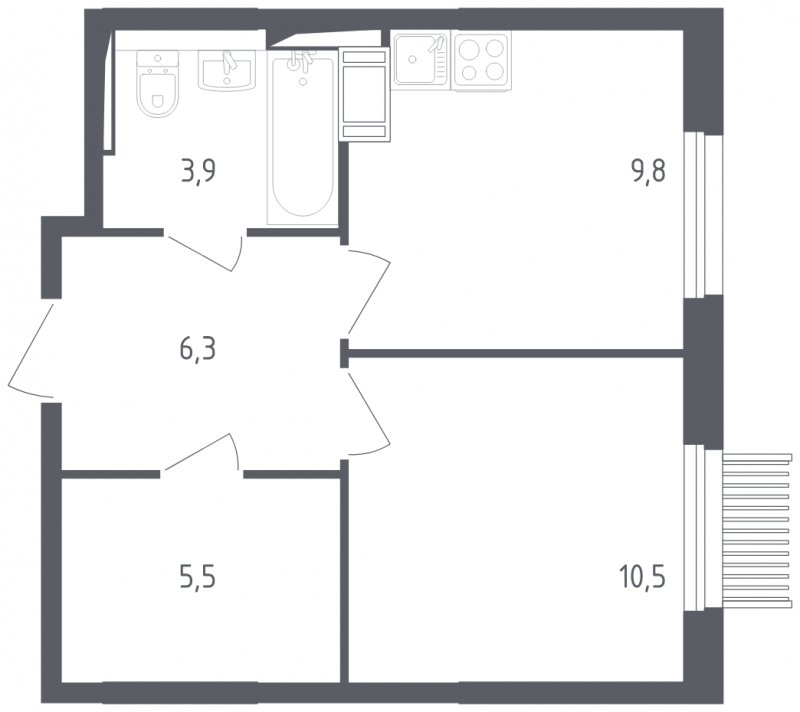 1-комнатная квартира с полной отделкой, 36 м2, 15 этаж, сдача 2 квартал 2025 г., ЖК Мытищи Парк, корпус 4 - объявление 1893854 - фото №1