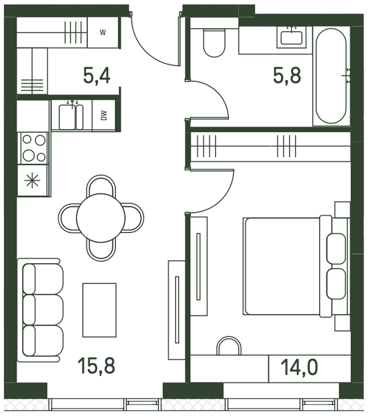 1-комнатная квартира с частичной отделкой, 41 м2, 20 этаж, сдача 1 квартал 2027 г., ЖК Moments, корпус 2.1 - объявление 2276131 - фото №1