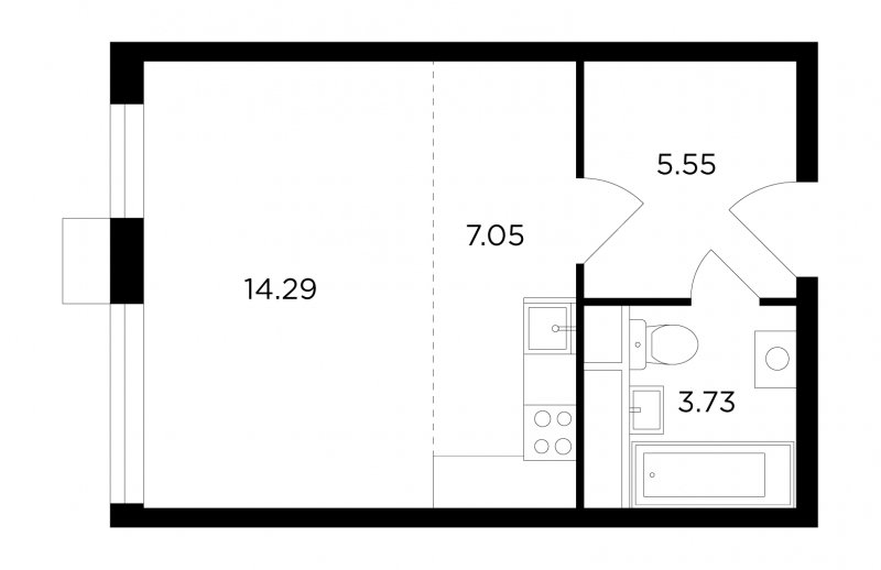 1-комнатная квартира без отделки, 30.62 м2, 1 этаж, сдача 4 квартал 2022 г., ЖК VESNA, корпус 4.1 - объявление 1719973 - фото №1