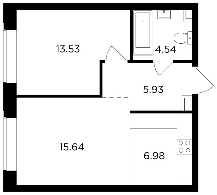 2-комнатная квартира без отделки, 46.62 м2, 2 этаж, сдача 4 квартал 2023 г., ЖК FORIVER, корпус 2 - объявление 1327200 - фото №1