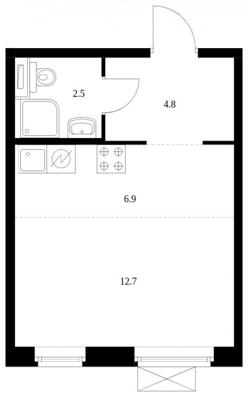 Студия с полной отделкой, 26.9 м2, 14 этаж, сдача 4 квартал 2023 г., ЖК Большая Академическая 85, корпус 2.1 - объявление 1653591 - фото №1