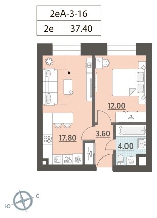 1-комнатная квартира 2 м2, 3 этаж, дом сдан, ЖК ЗИЛАРТ, корпус ZILART TOWER - объявление 1691764 - фото №1