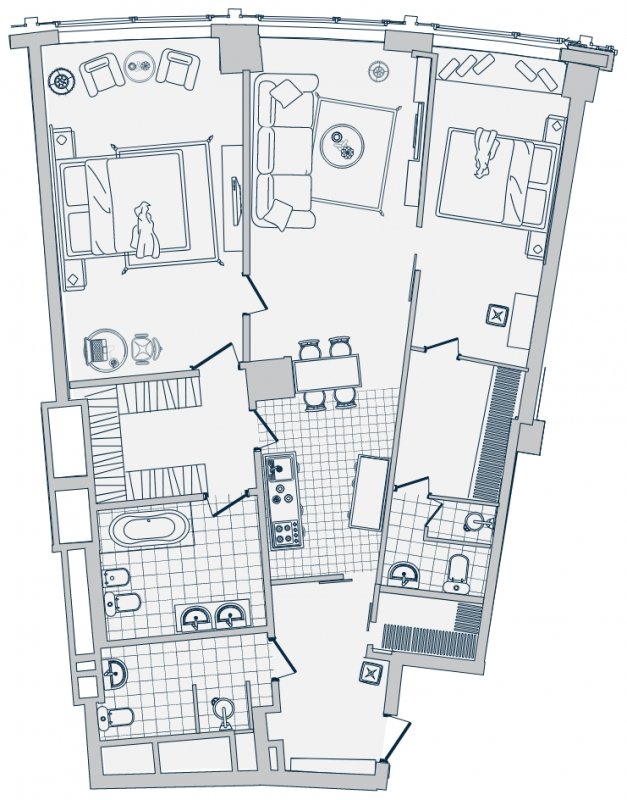 2-комнатные апартаменты с полной отделкой, 124 м2, 8 этаж, дом сдан, ЖК Звезды Арбата, корпус 1 - объявление 1211131 - фото №1
