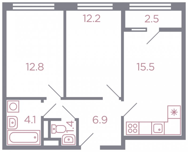 2-комнатная квартира без отделки, 54 м2, 11 этаж, дом сдан, ЖК Миниполис Серебрица, корпус 1 - объявление 1585864 - фото №1