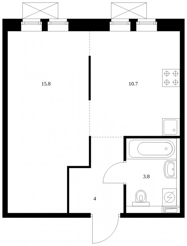 1-комнатная квартира с полной отделкой, 34.3 м2, 3 этаж, сдача 2 квартал 2023 г., ЖК Середневский лес, корпус 1.3 - объявление 1709498 - фото №1