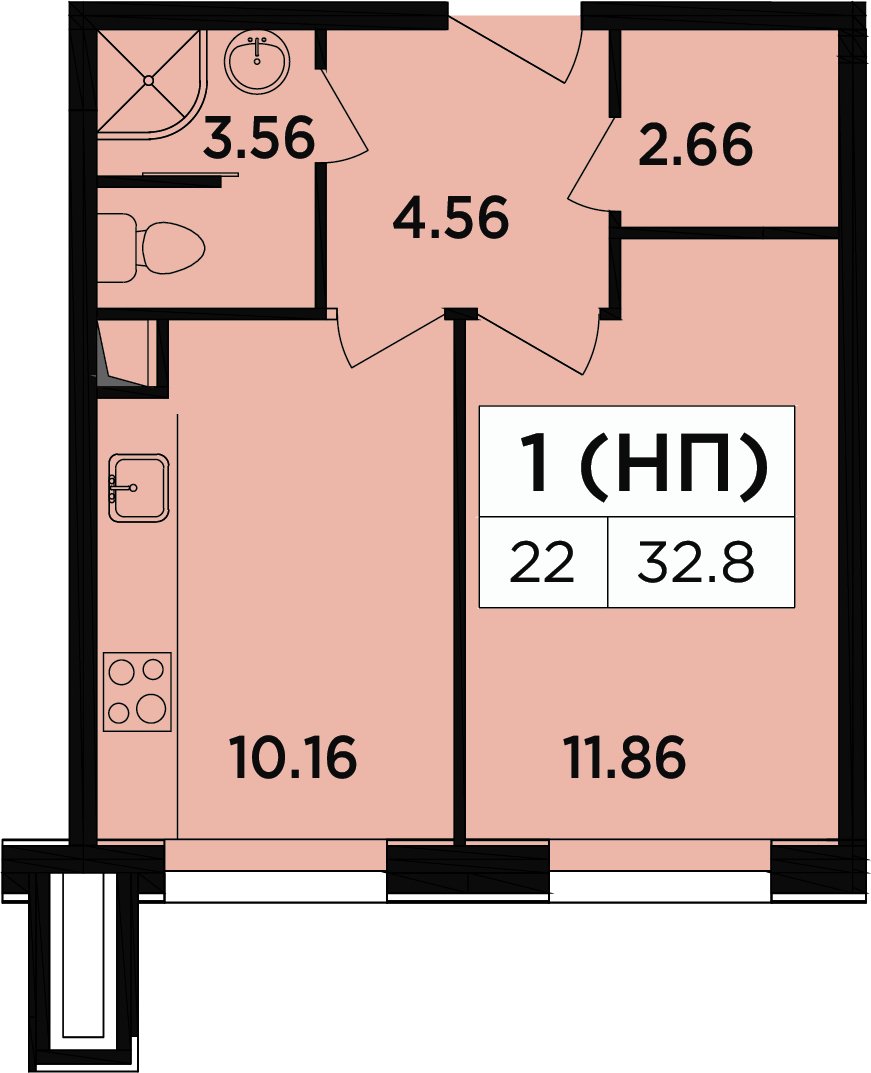 1-комнатные апартаменты 32.8 м2, 3 этаж, дом сдан, ЖК Легендарный Квартал на Березовой  аллее, корпус 5 - объявление 2349093 - фото №1