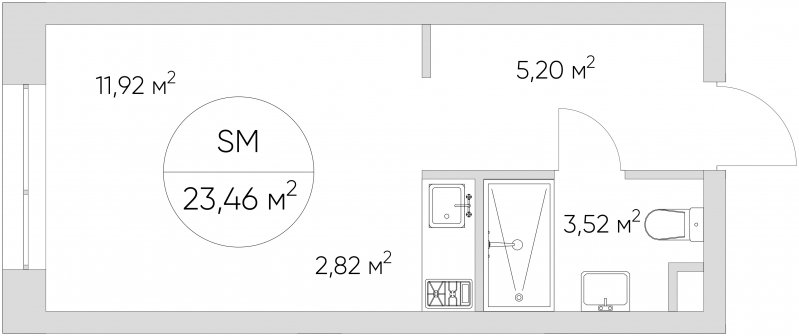 Студия с частичной отделкой, 23.46 м2, 3 этаж, сдача 1 квартал 2024 г., ЖК N'ICE LOFT, корпус 5 - объявление 1692888 - фото №1