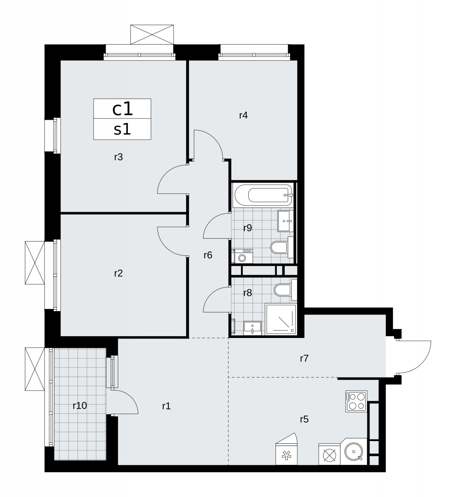 4-комнатная квартира (евро) с частичной отделкой, 78 м2, 14 этаж, сдача 2 квартал 2026 г., ЖК Скандинавия, корпус 25.3 - объявление 2283981 - фото №1