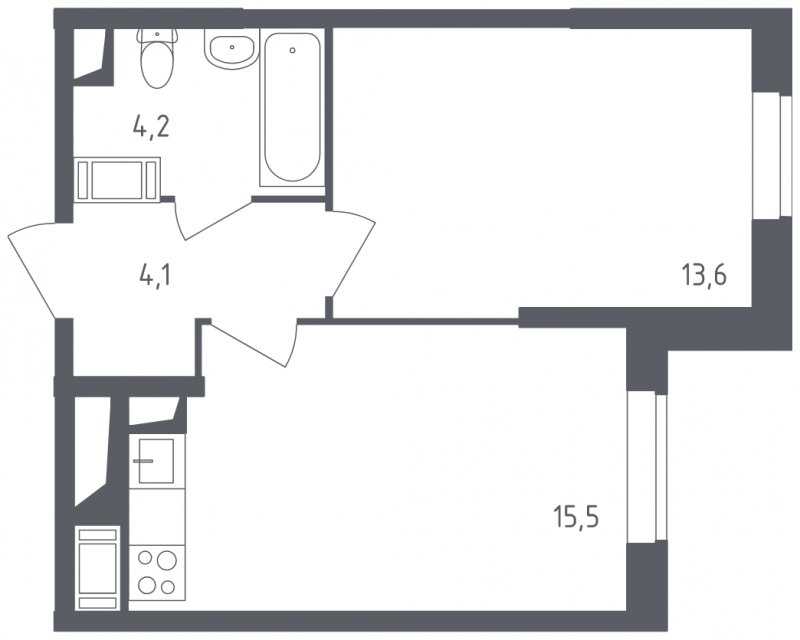 1-комнатная квартира с полной отделкой, 37.4 м2, 9 этаж, дом сдан, ЖК Квартал Некрасовка, корпус 5 - объявление 1679137 - фото №1