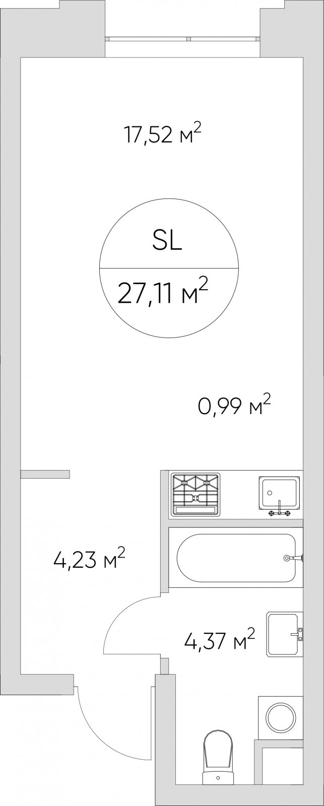 Студия без отделки, 27.11 м2, 11 этаж, дом сдан, ЖК N'ICE LOFT, корпус 1 - объявление 2415766 - фото №1