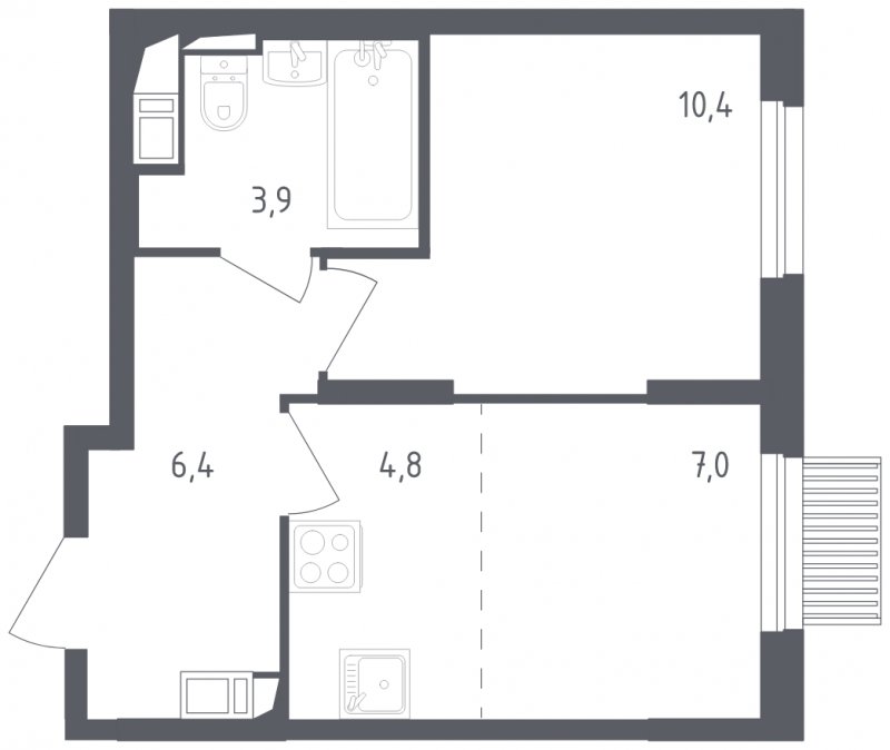 2-комнатная квартира с полной отделкой, 32.5 м2, 15 этаж, сдача 2 квартал 2024 г., ЖК Мытищи Парк, корпус 3 - объявление 1842934 - фото №1